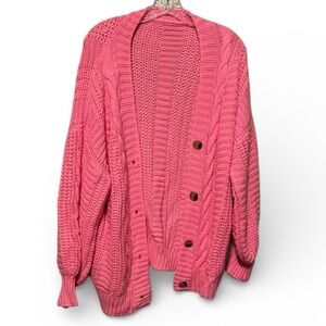 SHEIN Pink Button-Up Cardigan size medium